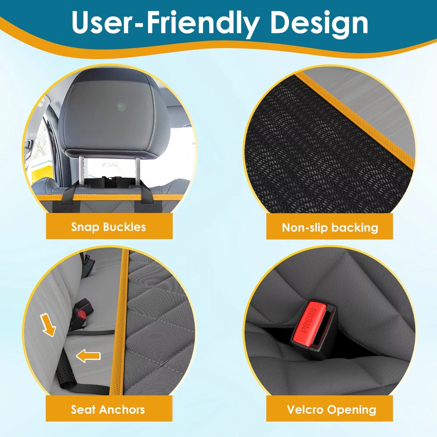 Dog Seat Cover – Waterproof & Nonslip Hammock for Dogs with Mesh Window & Seat Belt