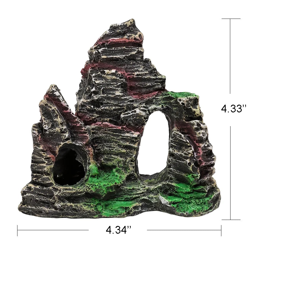 7 Pack Fish Tank Plastic Plants and Cave Rock Decorations Aquarium Decor Type Small Size